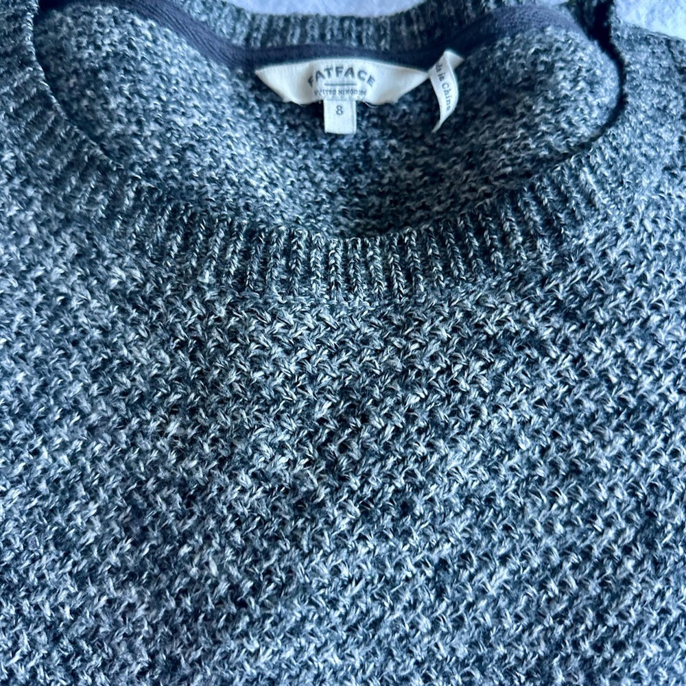 Fat Face women’s crewneck sweater, charcoal/dark heather gray, US size 4